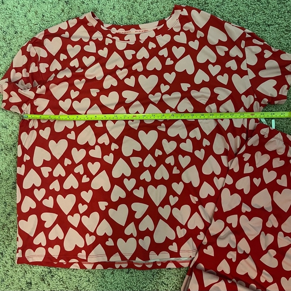 Red Heart Pajamas Top and Bottom Set